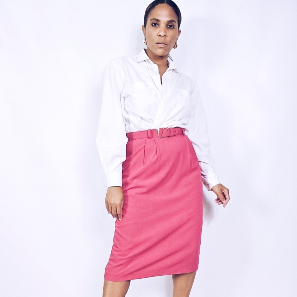 Claude Vintage Belted Midi Skirt